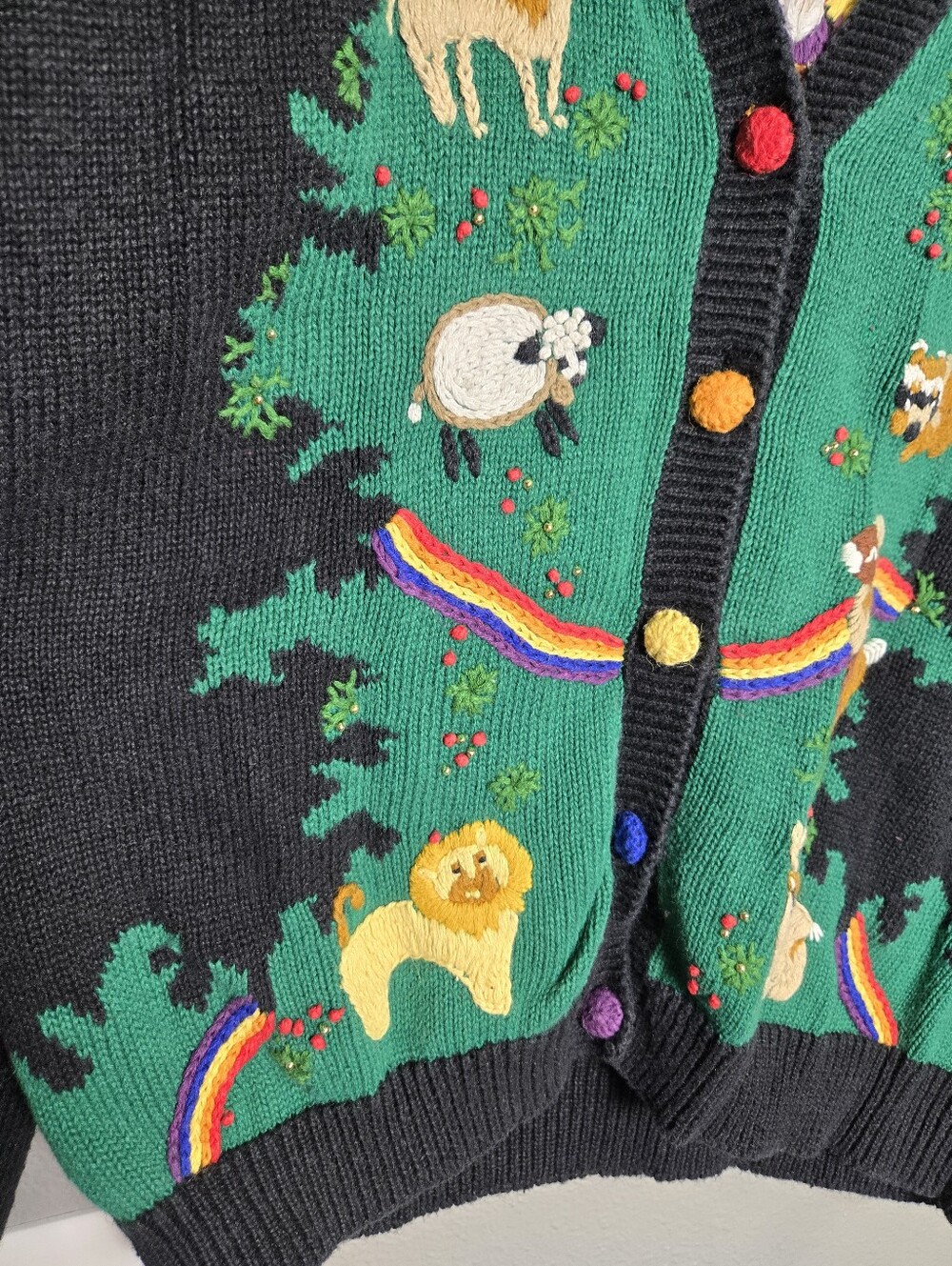 Susan Bristol Vintage Noahs Ark Cardigan Sweater Size Medium - Picture 4 of 16